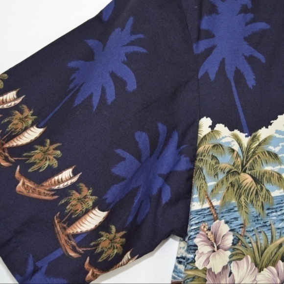Favant‎ 100% Cotton Tropical Print Hawaiian Beach Shirt Loop Collar Medium - Picture 6 of 7